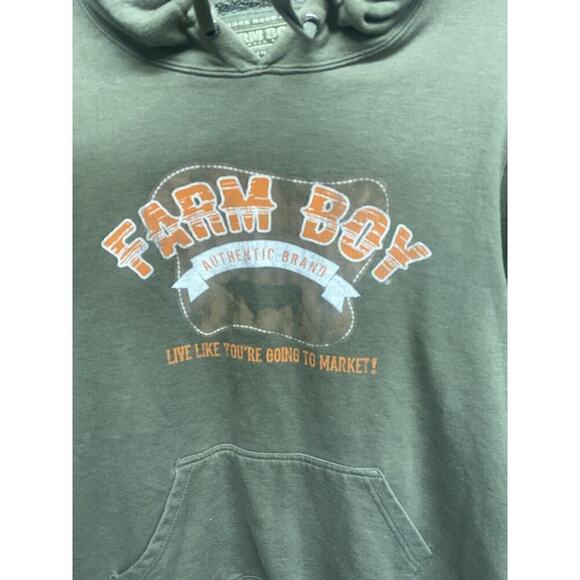 FARM BOY Hooded Sweatshirt Jacket Men SZ M Live Like Your Going To The Market - Picture 2 of 8
